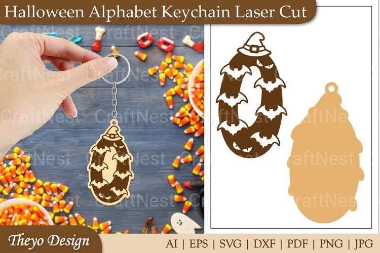 Halloween Keychain Alphabet SVG
