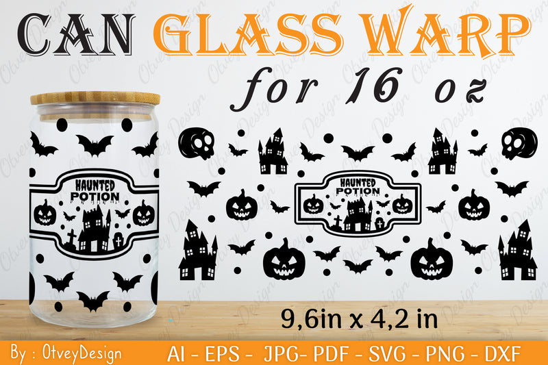 Halloween 16 oz Can Glass Wrap SVG Bundle 19 - CraftNest - Digital Crafting and Art