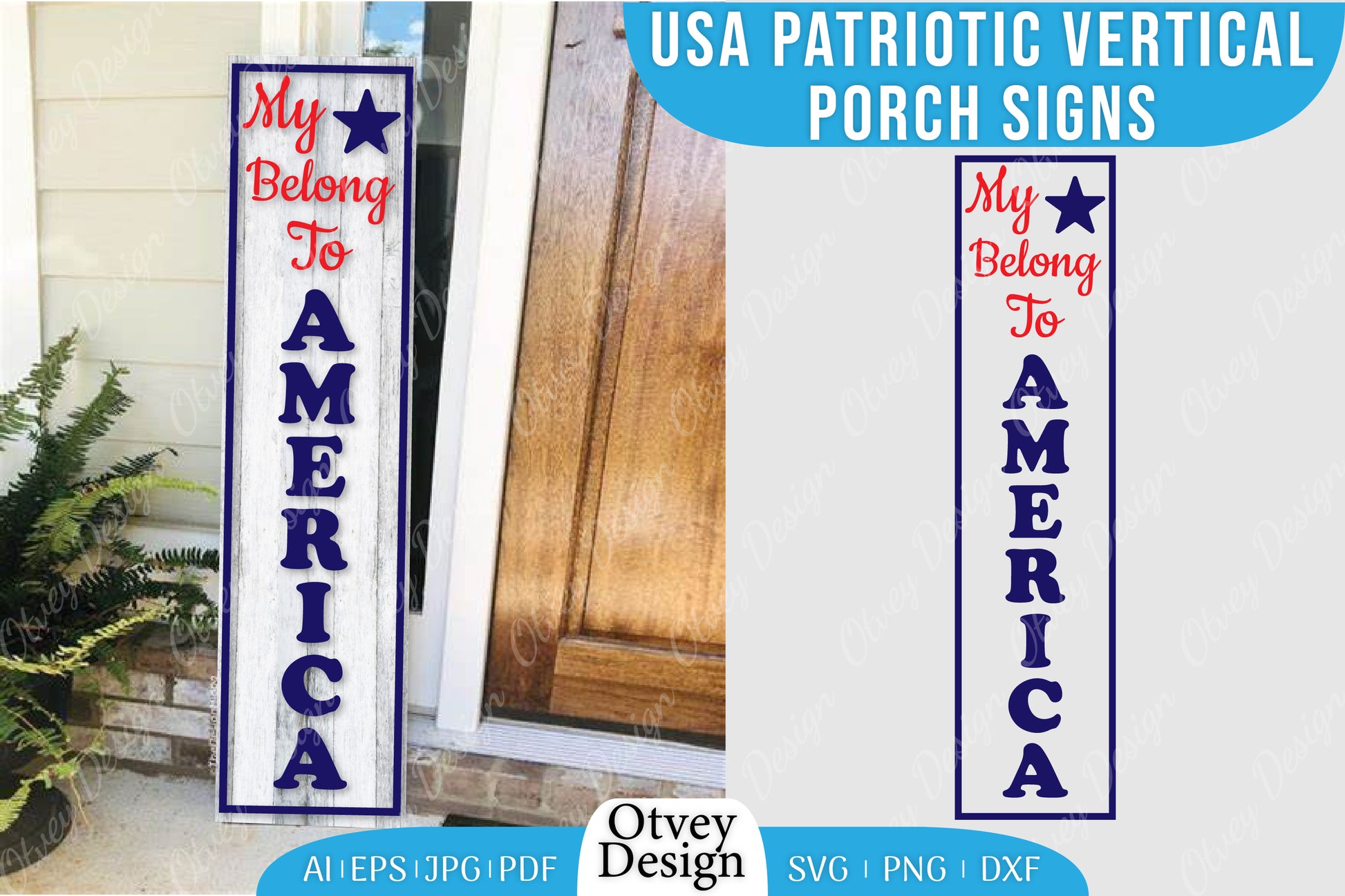 USA Patriotic Vertical Porch Signs SVG Bundle 7 - CraftNest - Digital Crafting and Art