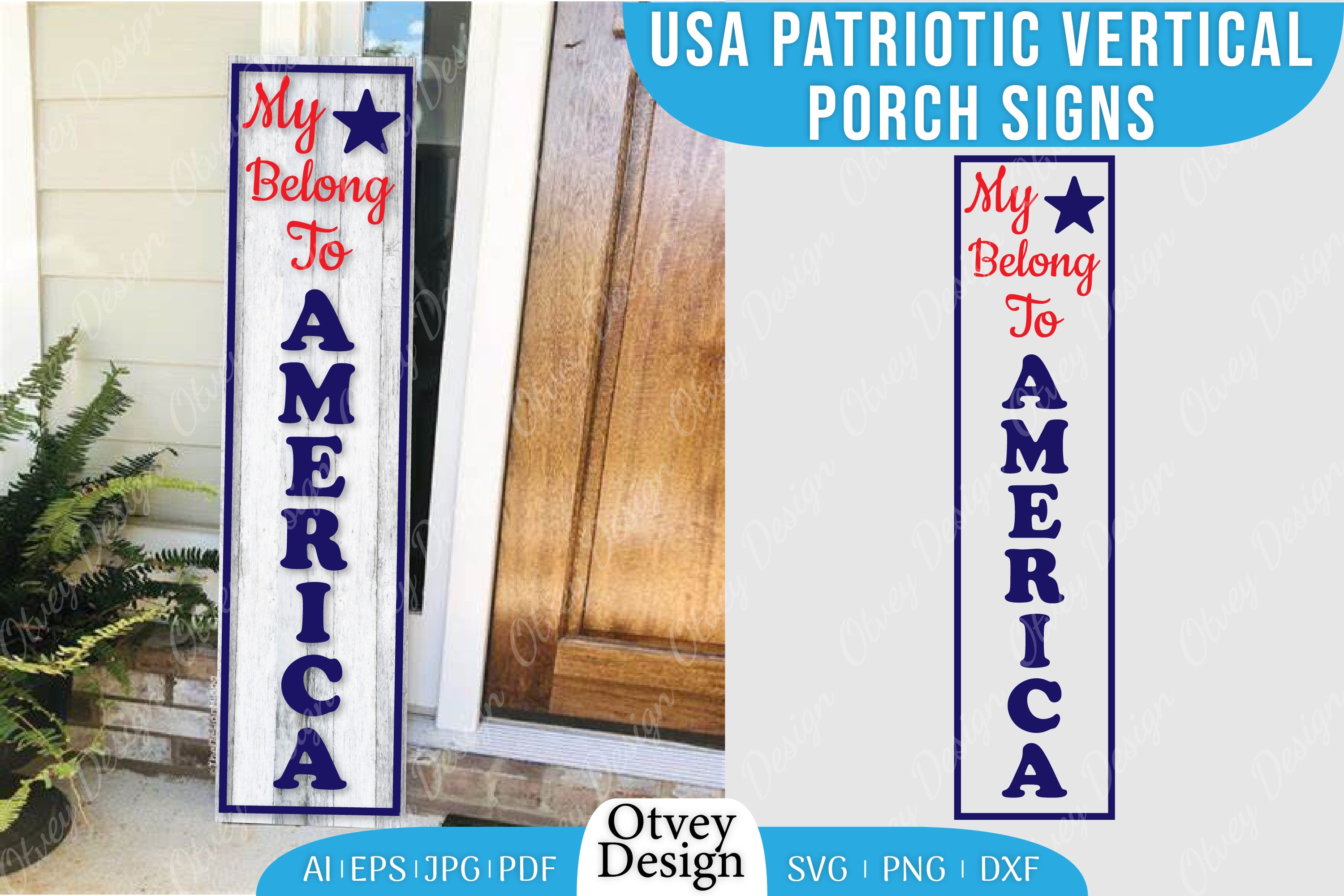 USA Patriotic Vertical Porch Signs SVG Bundle 7 - CraftNest - Digital Crafting and Art