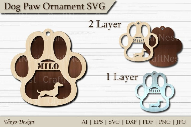 Dog Paw Ornament SVG Bundle