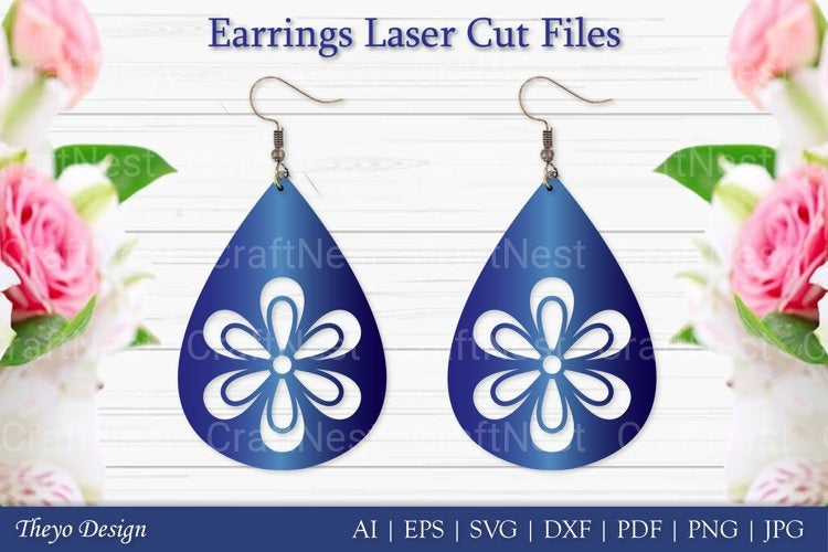 Laser Cut Flower Earrings SVG Bundle