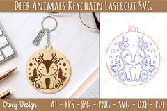 Deer Animal Keychain SVG Bundle - CraftNest - Digital Crafting and Art