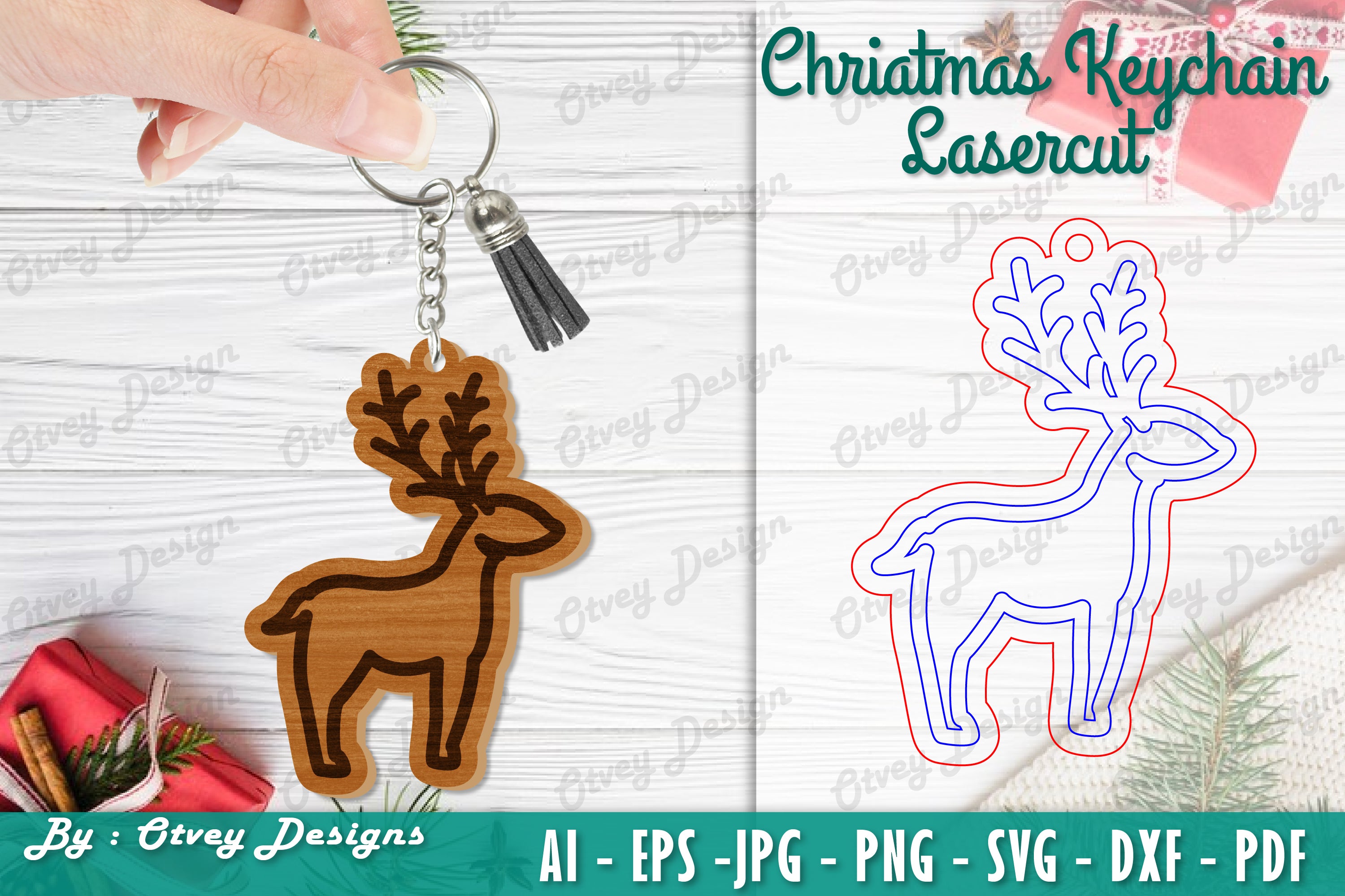 Christmas Keychain Lasercut SVG Bundle