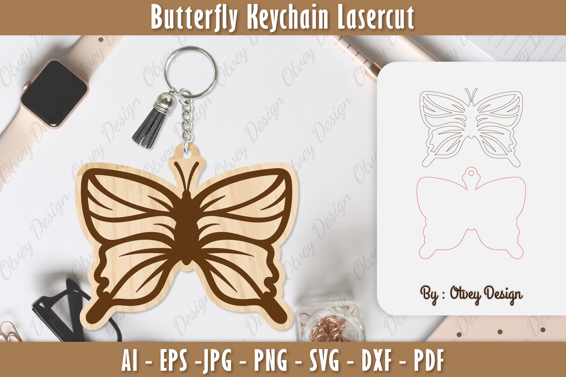 Butterfly Keychain Lasercut SVG Bundle 23 - CraftNest - Digital Crafting and Art
