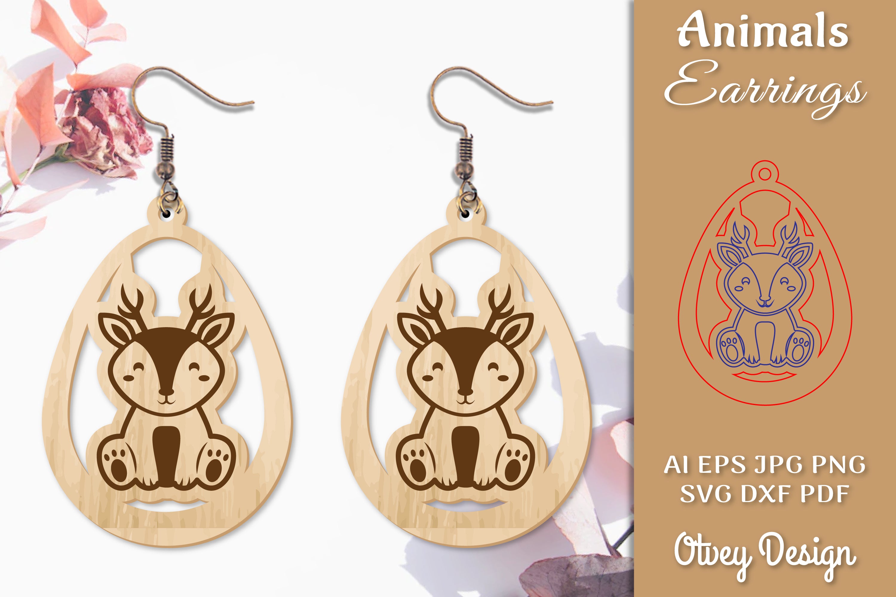 Deer Animal Earrings Lasercut SVG Bundle - CraftNest - Digital Crafting and Art