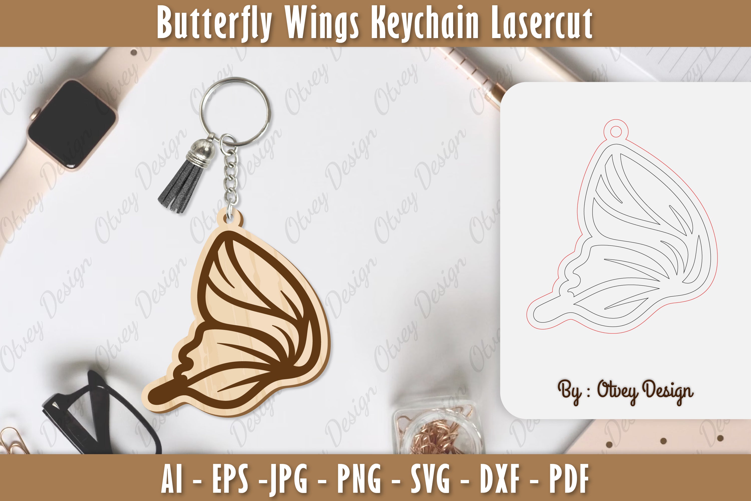 Butterfly Keychain Lasercut SVG Bundle 7 - CraftNest - Digital Crafting and Art