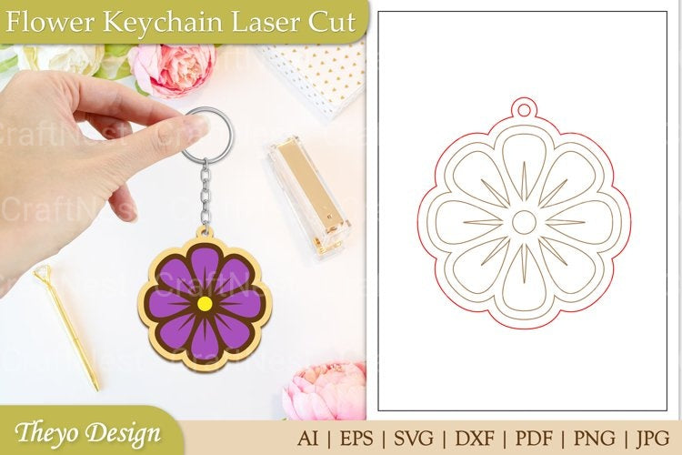 Flower Keychain SVG Bundle