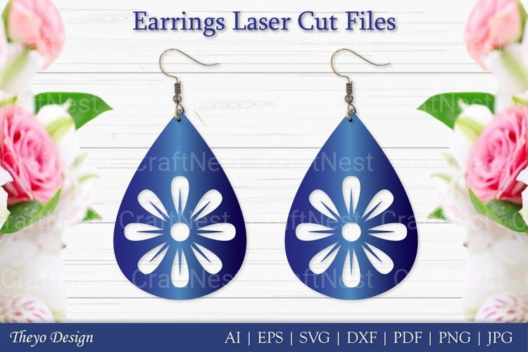 Laser Cut Flower Earrings SVG Bundle