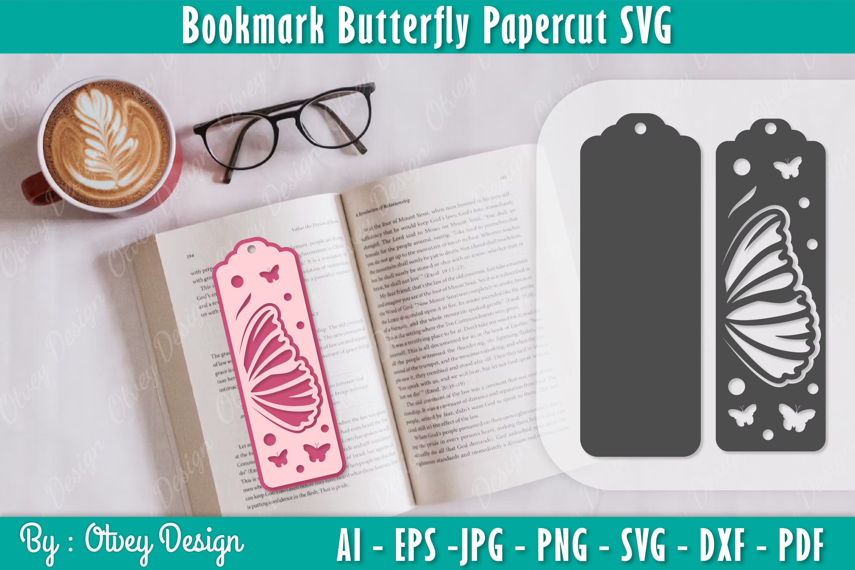 Bookmark Butterfly SVG Bundle 8 - CraftNest - Digital Crafting and Art