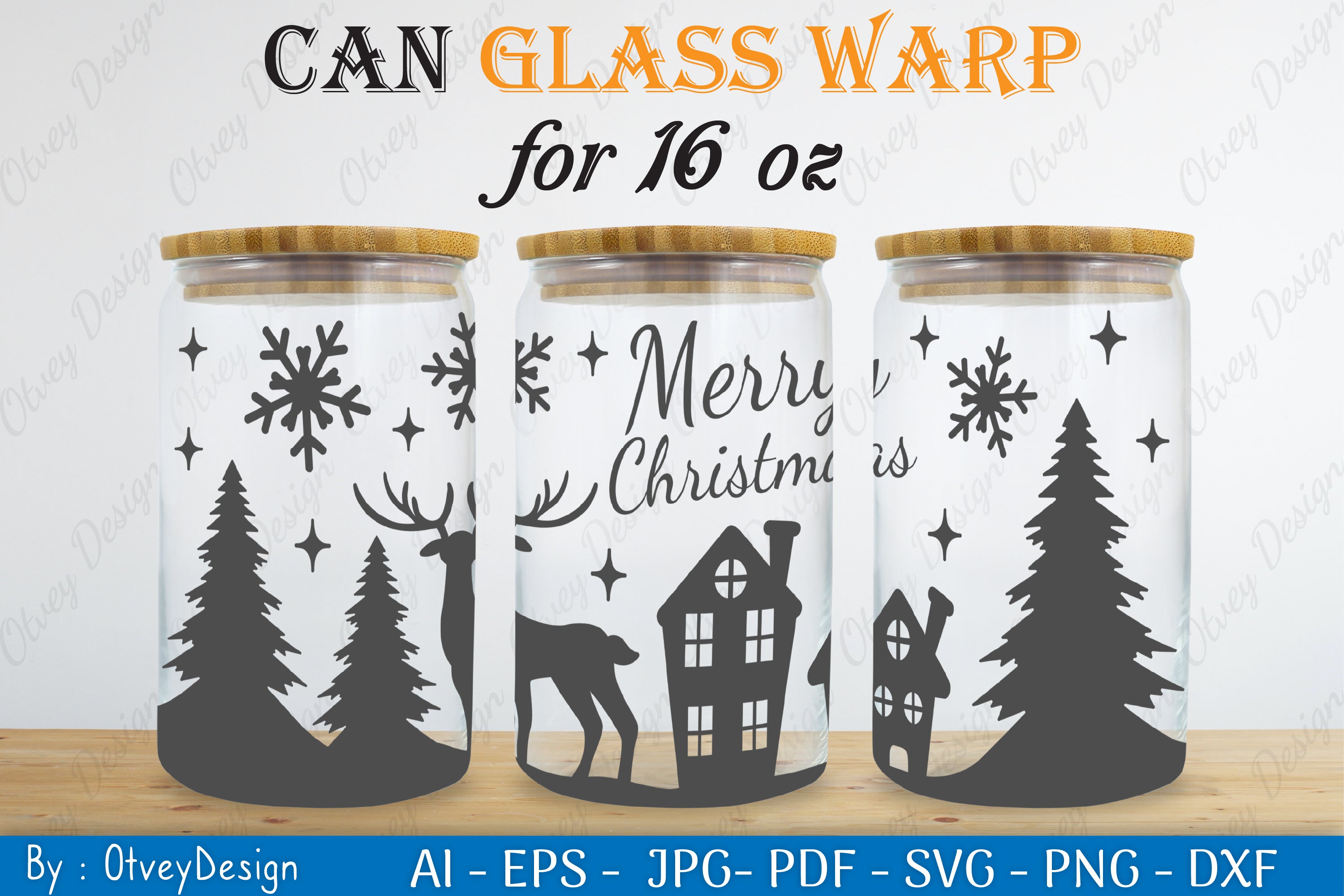 Christmas Deer Can Glass 16 OZ SVG Bundle 6 - CraftNest - Digital Crafting and Art