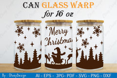 Christmas Santa Sleigh Can Glass SVG Bundle 4 - CraftNest - Digital Crafting and Art