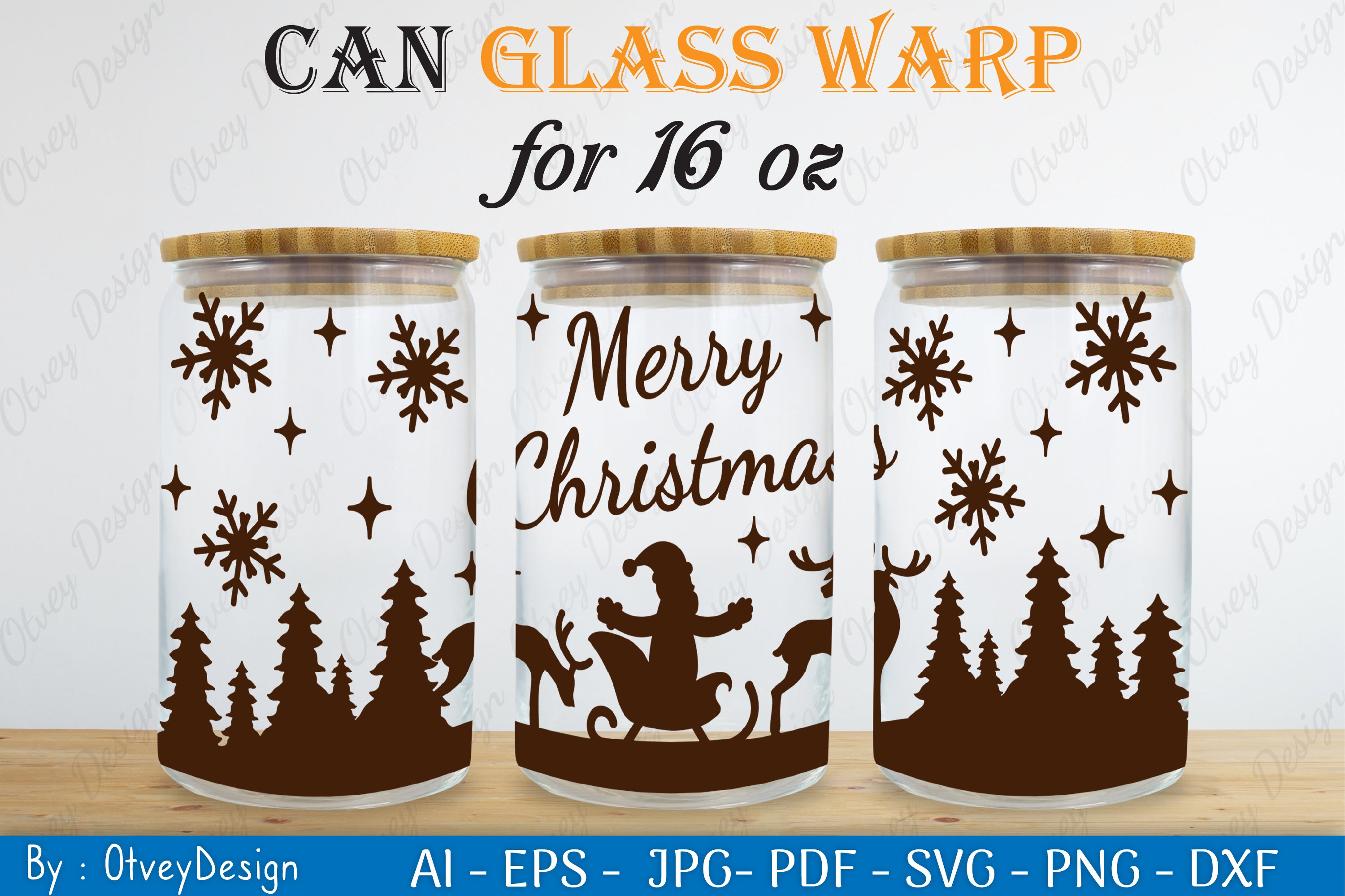 Christmas Santa Sleigh Can Glass SVG Bundle 4 - CraftNest - Digital Crafting and Art