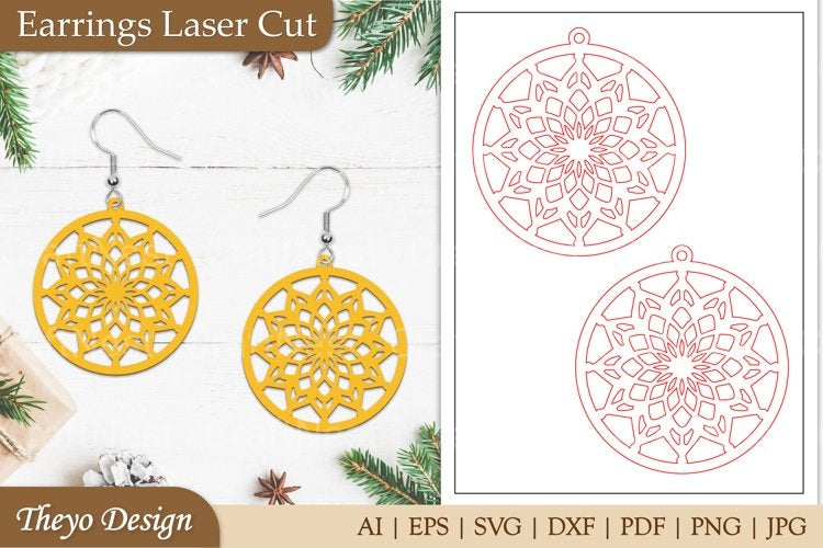 Mandala Laser Cut Earrings SVG Bundle