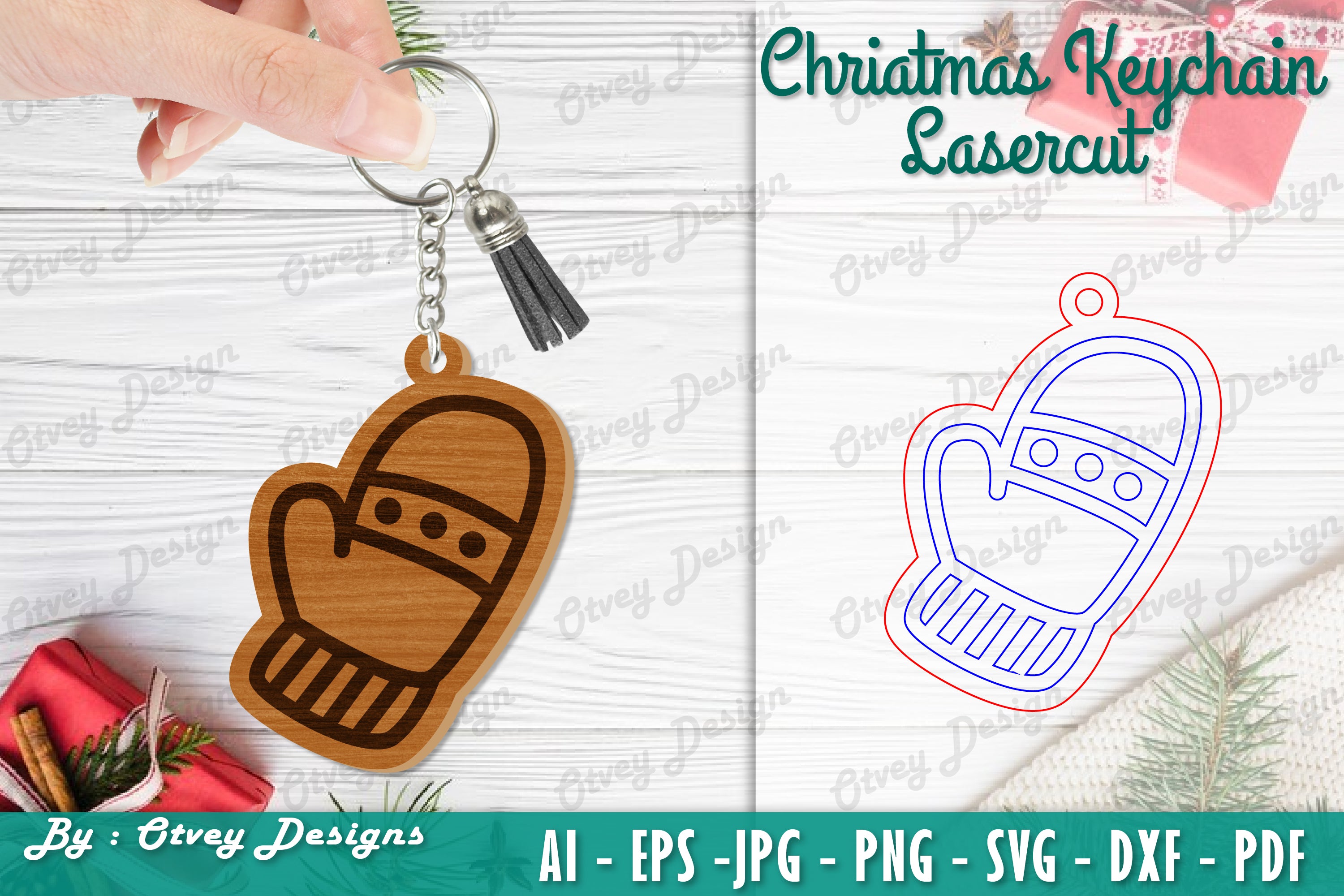 Christmas Keychain Lasercut SVG Bundle