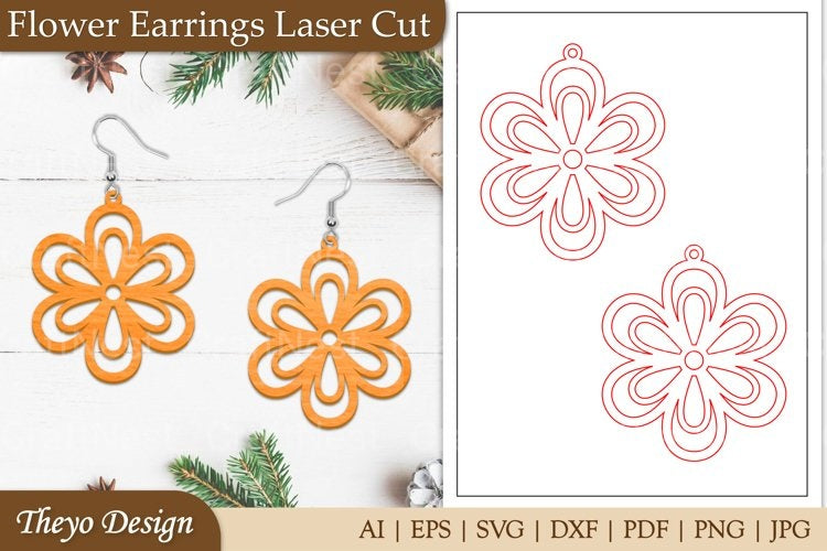Flower Earrings SVG Lasercut SVG Bundle