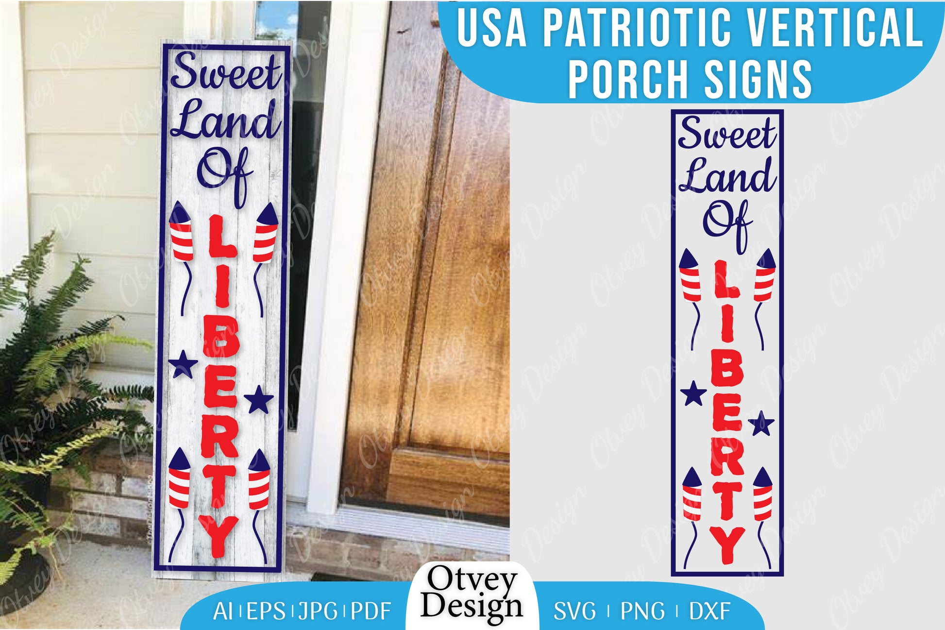 USA Patriotic Vertical Porch Signs SVG Bundle 8 - CraftNest - Digital Crafting and Art