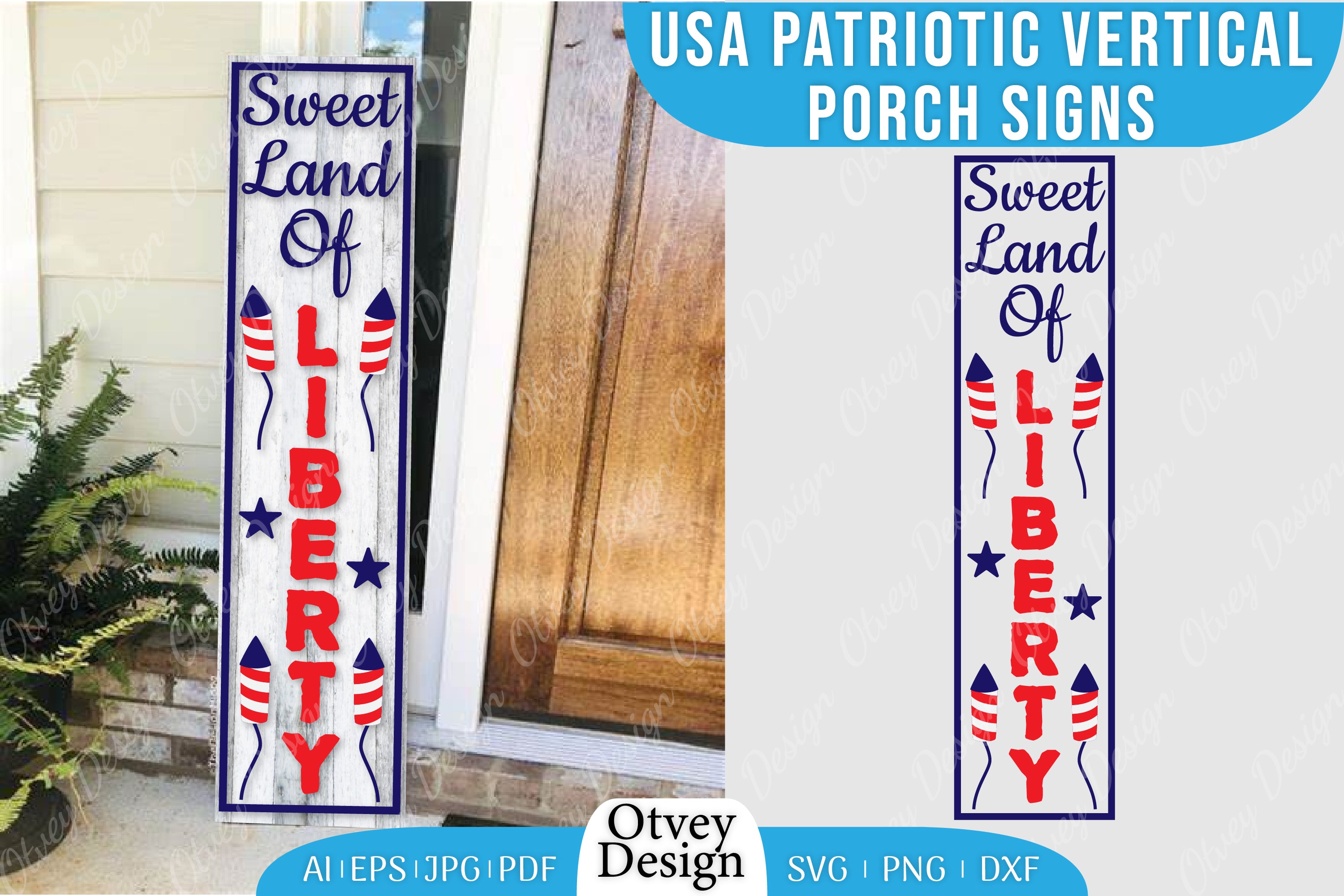 USA Patriotic Vertical Porch Signs SVG Bundle 8 - CraftNest - Digital Crafting and Art