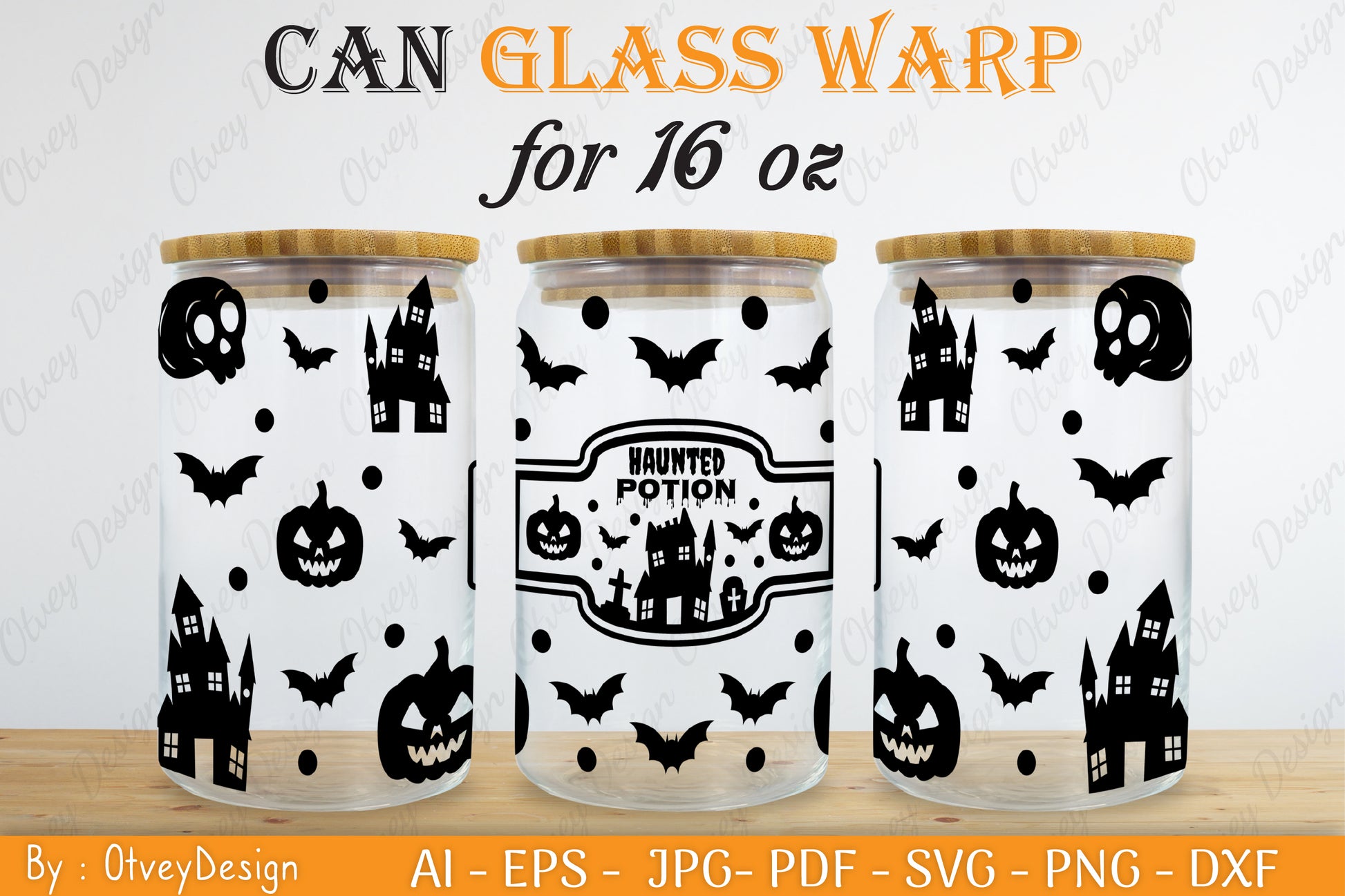 Halloween 16 oz Can Glass Wrap SVG Bundle 19 - CraftNest - Digital Crafting and Art