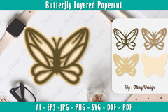 Butterfly Layered Papercut SVG Bundle 8 - CraftNest - Digital Crafting and Art