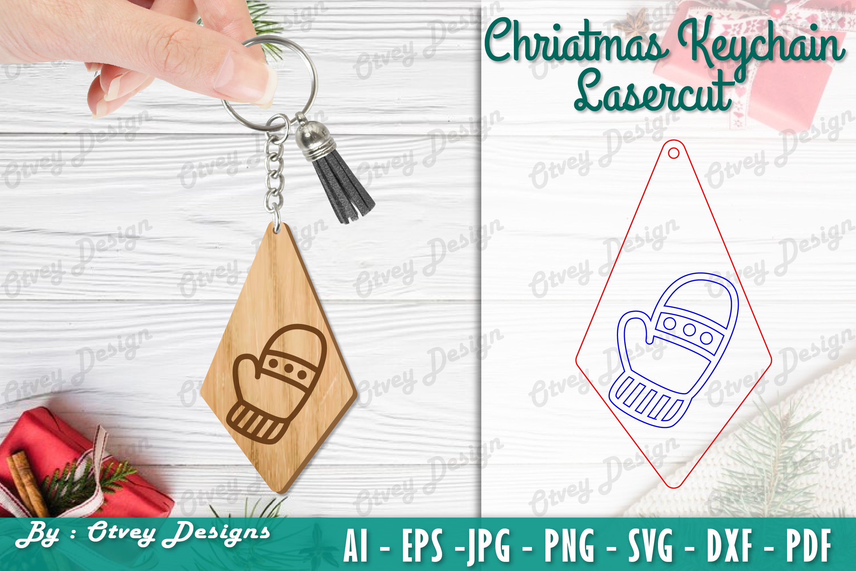 Christmas Keychain Lasercut SVG Bundle 28 - CraftNest - Digital Crafting and Art
