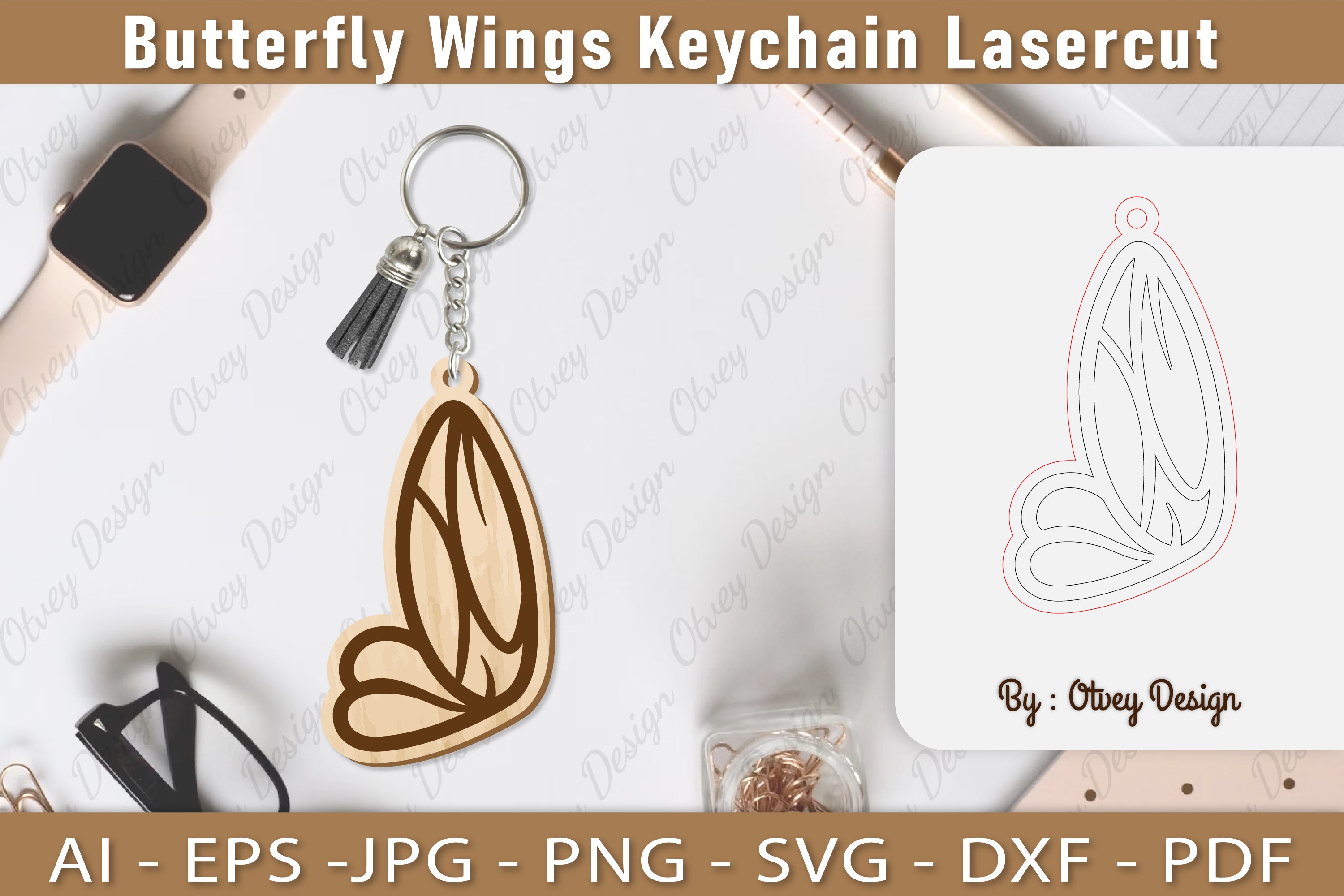Butterfly Keychain Lasercut SVG Bundle 8 - CraftNest - Digital Crafting and Art