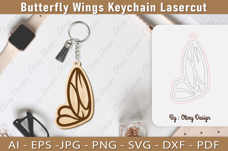 Butterfly Keychain Lasercut SVG Bundle 8 - CraftNest - Digital Crafting and Art