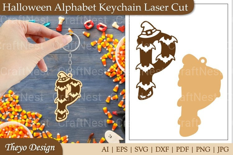 Halloween Keychain Alphabet SVG