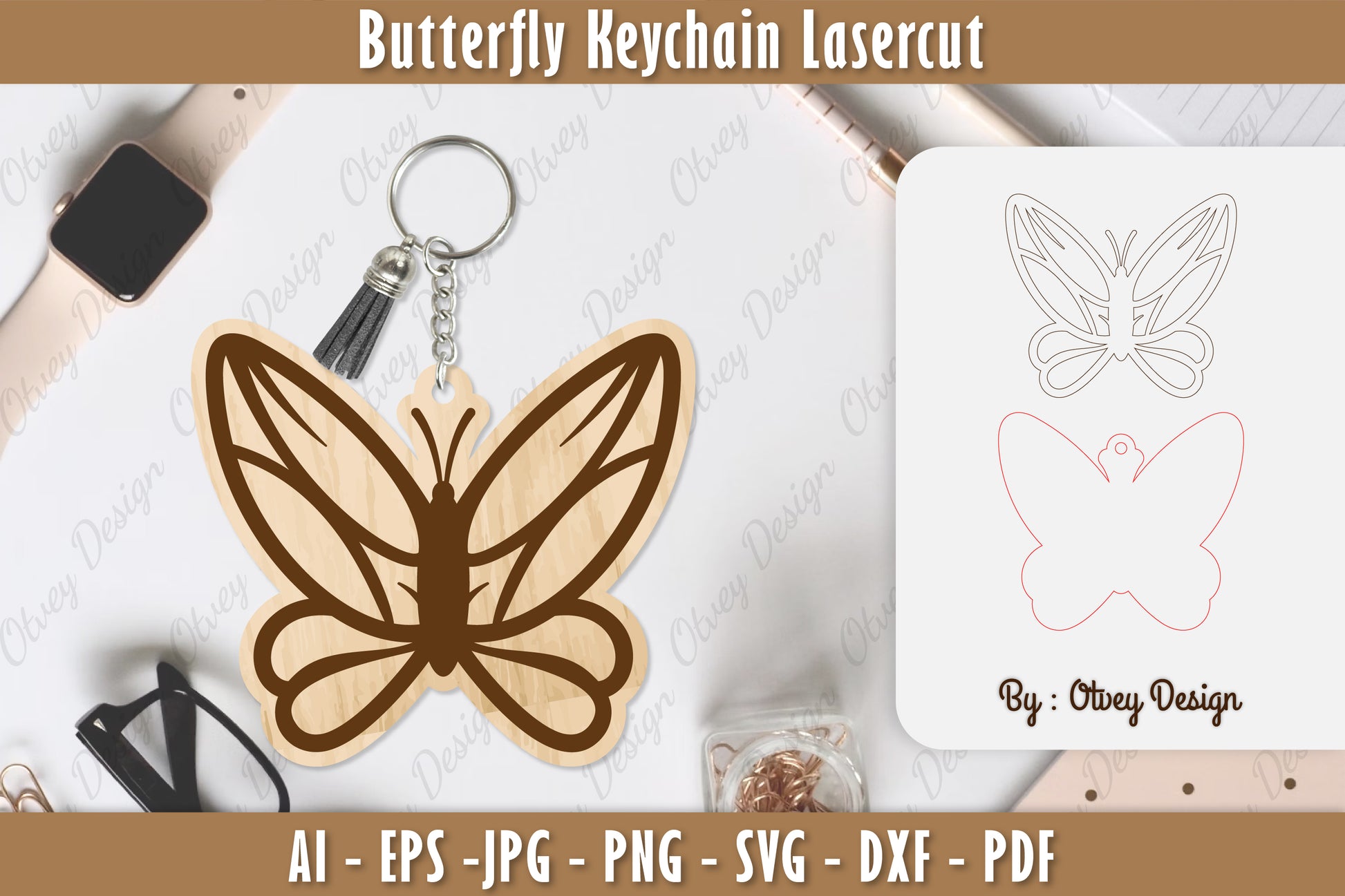 Butterfly Keychain Lasercut SVG Bundle 24 - CraftNest - Digital Crafting and Art