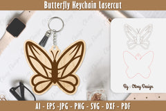 Butterfly Keychain Lasercut SVG Bundle 24 - CraftNest - Digital Crafting and Art