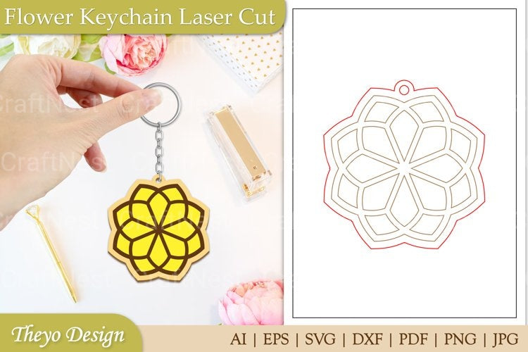 Flower Keychain SVG Bundle