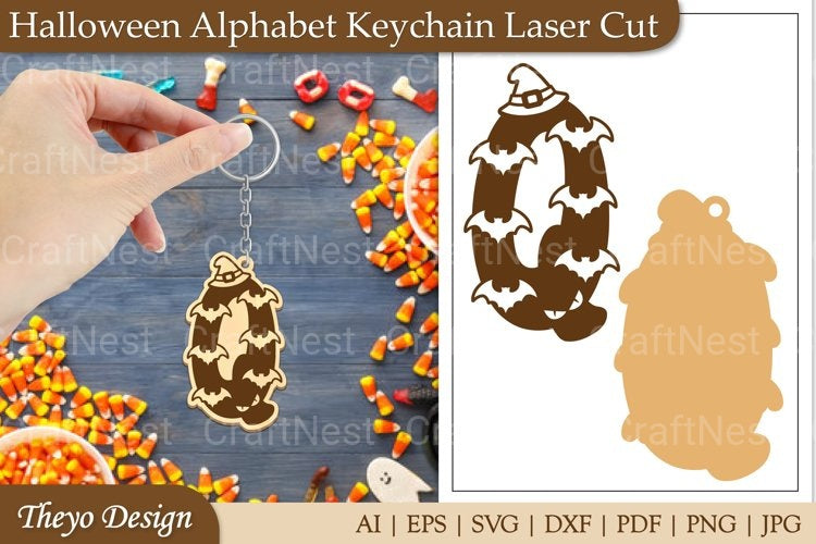 Halloween Keychain Alphabet SVG
