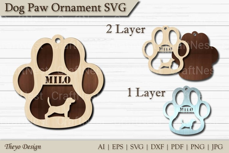 Dog Paw Ornament SVG Bundle