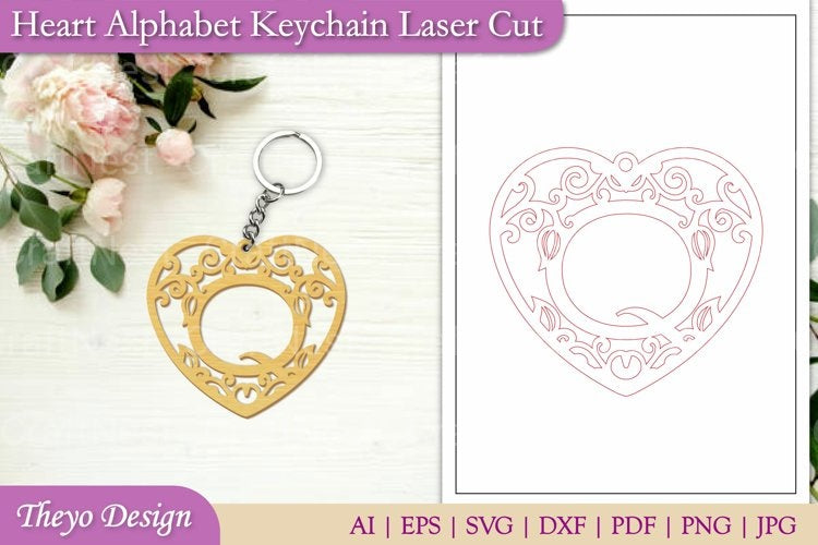 Alphabet Keychain from Heart Alphabet Keychain SVG