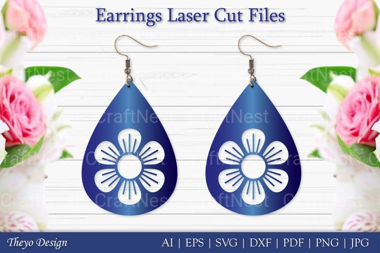 Laser Cut Flower Earrings SVG Bundle