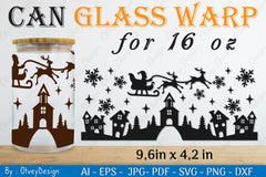 Christmas Santa Sleigh Can Glass 16 OZ SVG Bundle 6 - CraftNest - Digital Crafting and Art