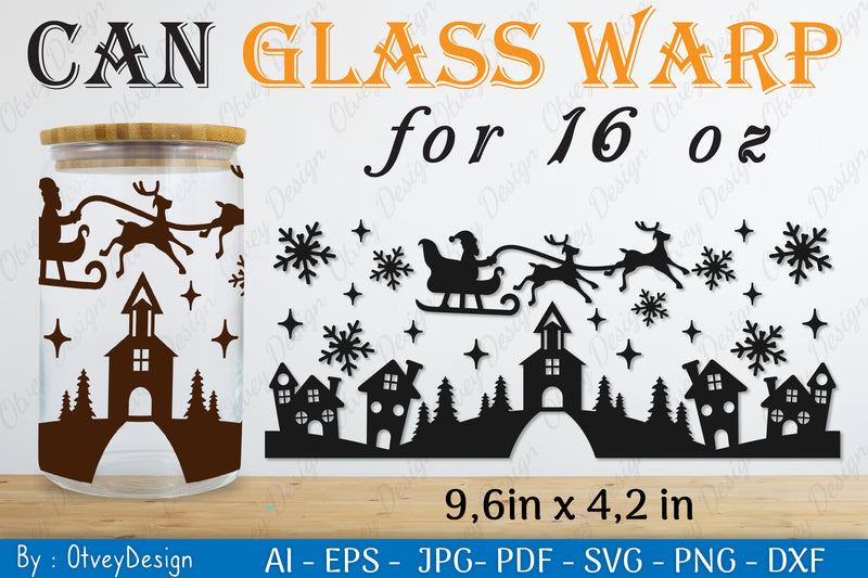 Christmas Santa Sleigh Can Glass 16 OZ SVG Bundle 6 - CraftNest - Digital Crafting and Art