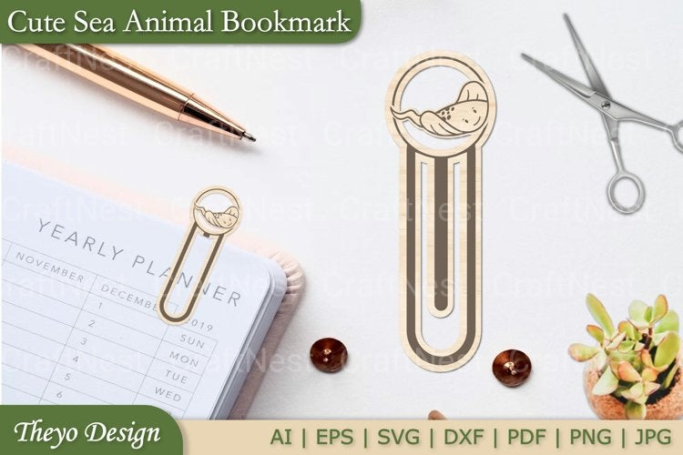 Cute Sea Animal Bookmark SVG Bundle