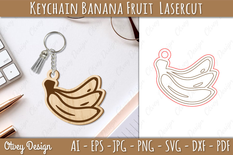 Keychain Banana Fruit Lasercut SVG Bundle 2 - CraftNest - Digital Crafting and Art
