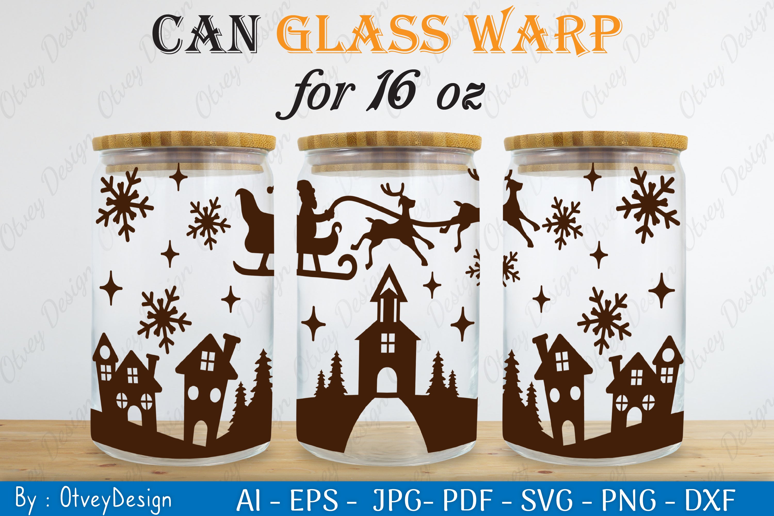 Christmas Santa Sleigh Can Glass 16 OZ SVG Bundle 6 - CraftNest - Digital Crafting and Art