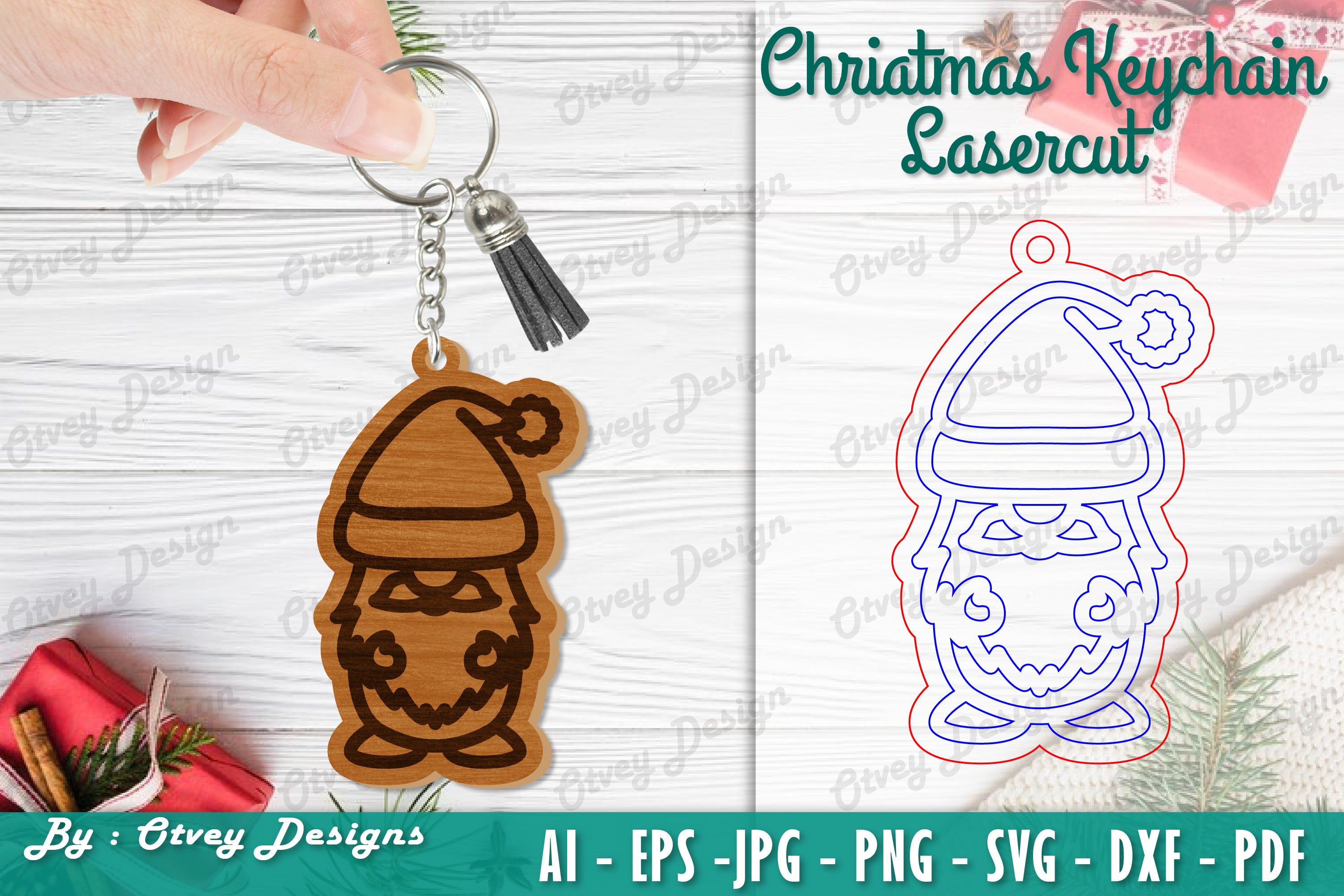 Christmas Keychain Lasercut SVG Bundle