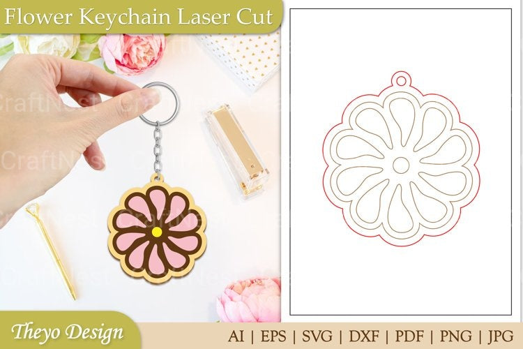 Flower Keychain SVG Bundle