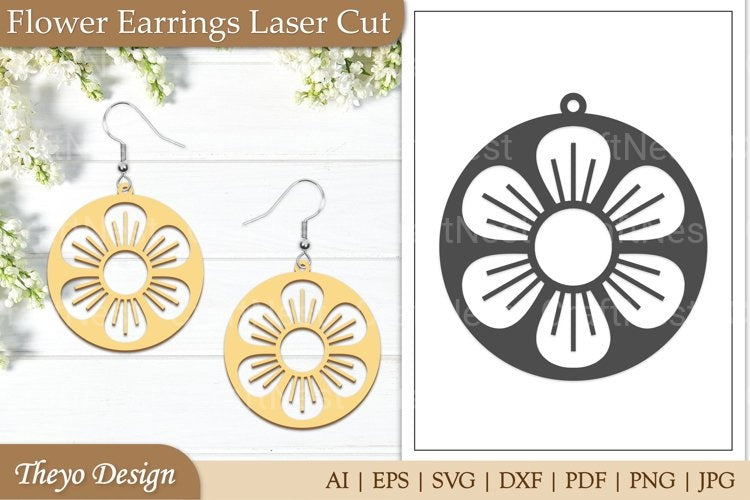 Lasercut Flower Earrings SVG Bundle