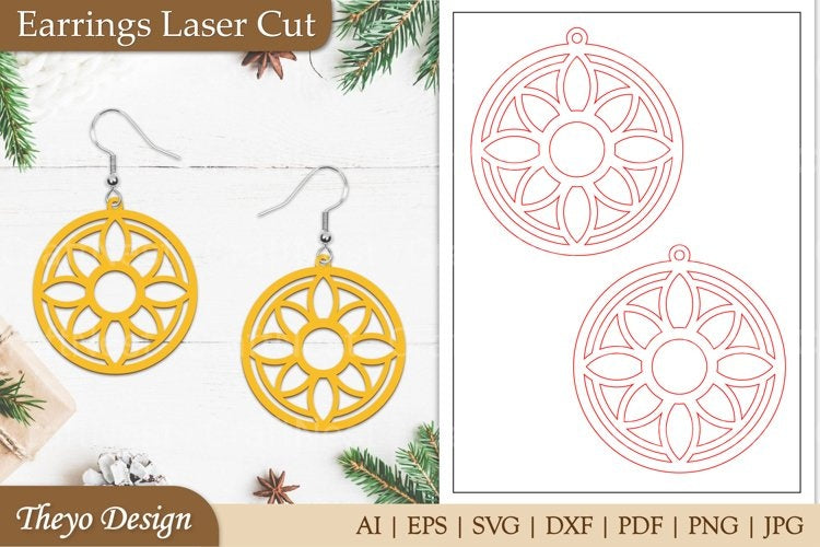 Lasercut Mandala Earrings SVG Bundle