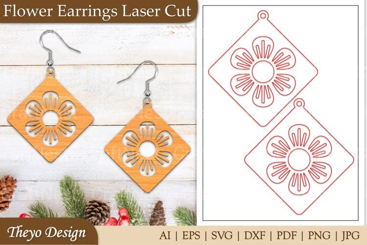 Lasercut Flower Earrings SVG Bundle