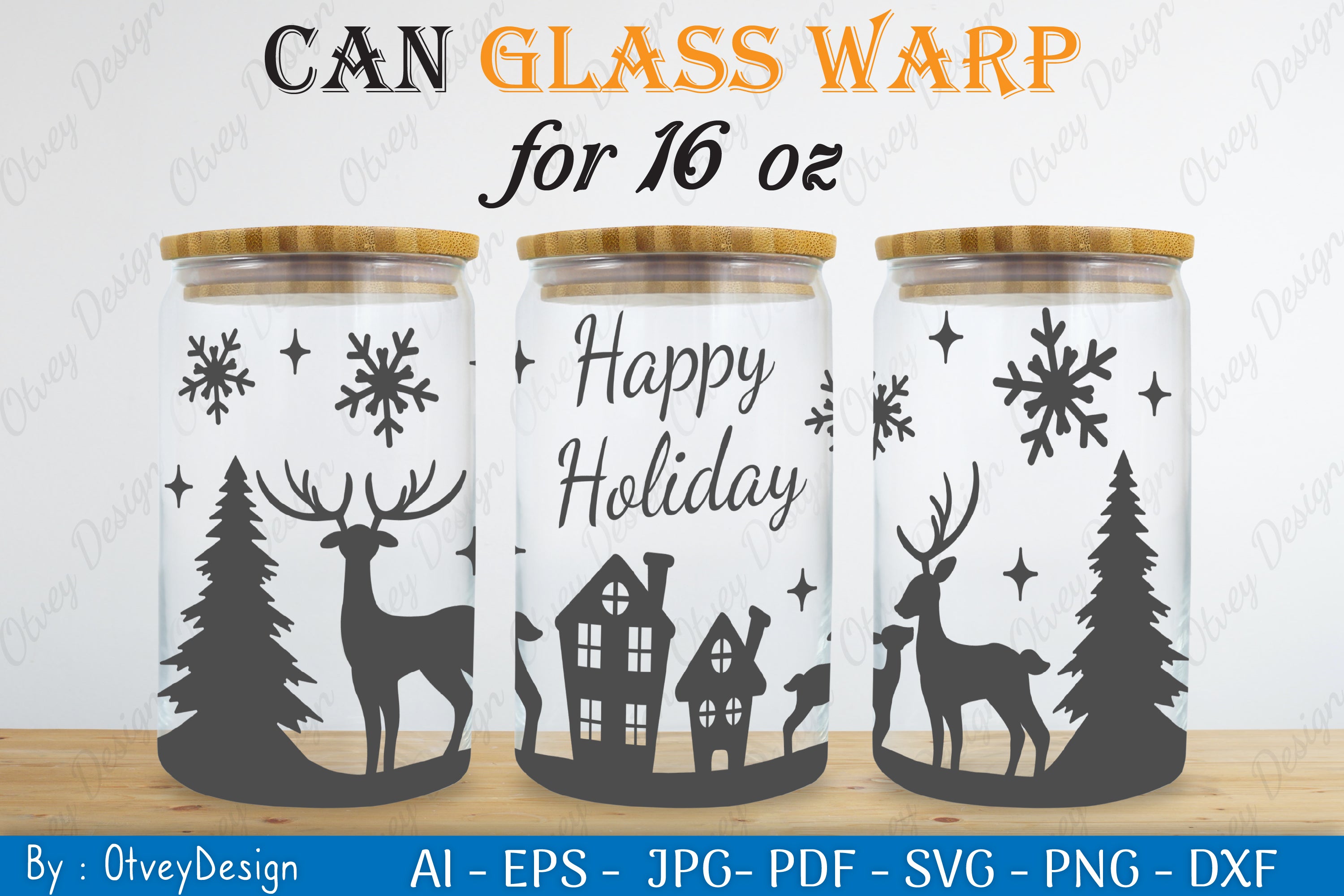 Christmas Deer Can Glass SVG Bundle 4 - CraftNest - Digital Crafting and Art
