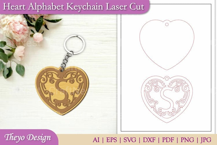 Alphabet Keychain Heart SVG Bundle