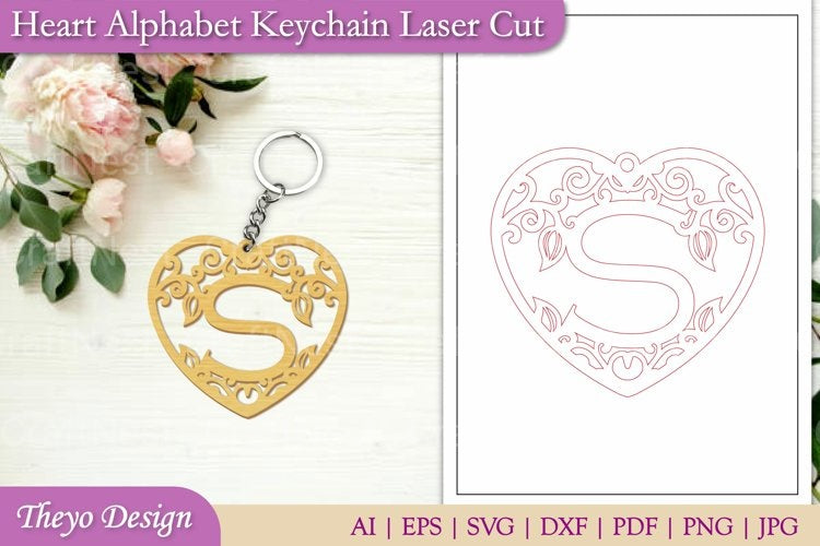 Alphabet Keychain from Heart Alphabet Keychain SVG