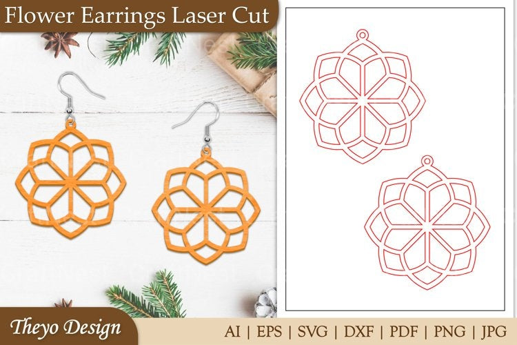 Lasercut Flower Earrings SVG Bundle