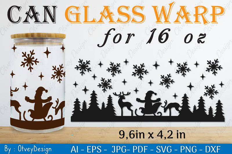Christmas Santa Sleigh Can Glass 16 OZ SVG Bundle 2 - CraftNest - Digital Crafting and Art